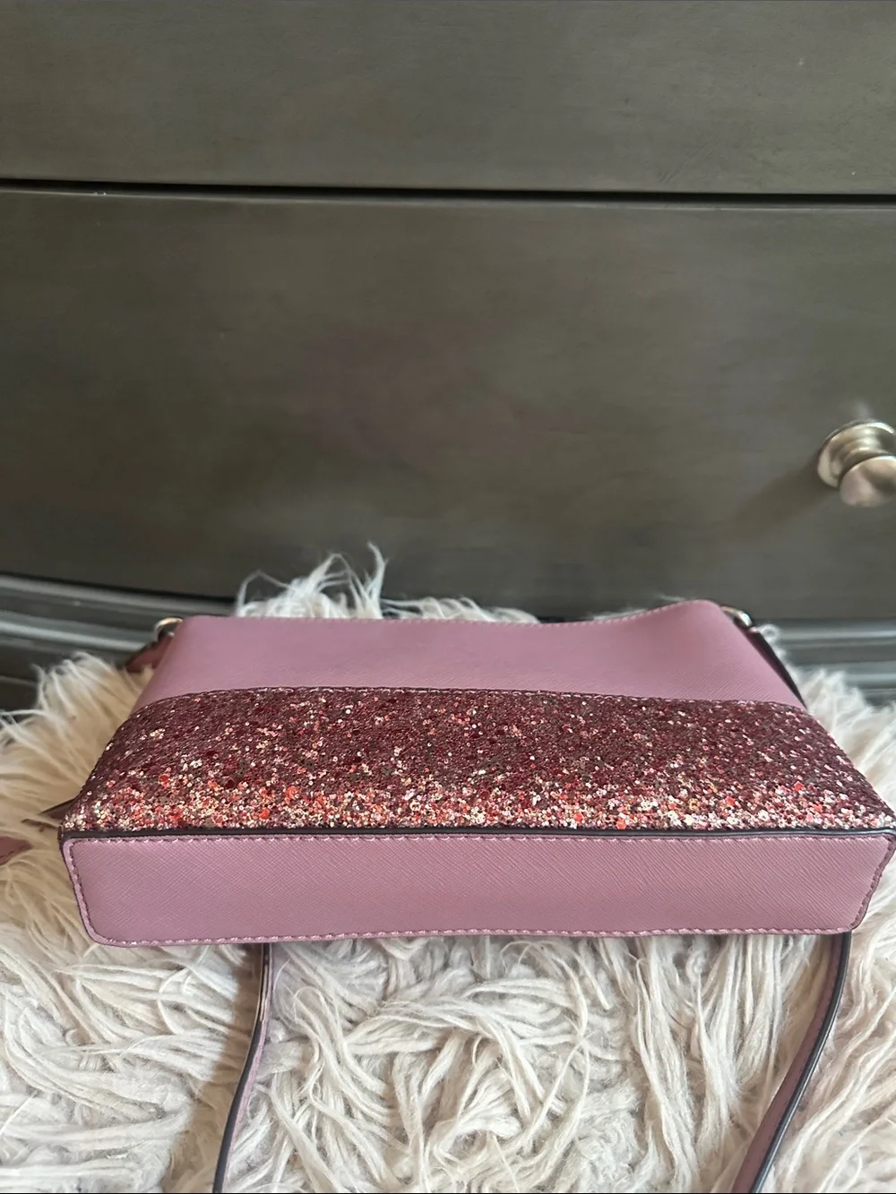 kate spade rose pink glitter two-tone crossbody